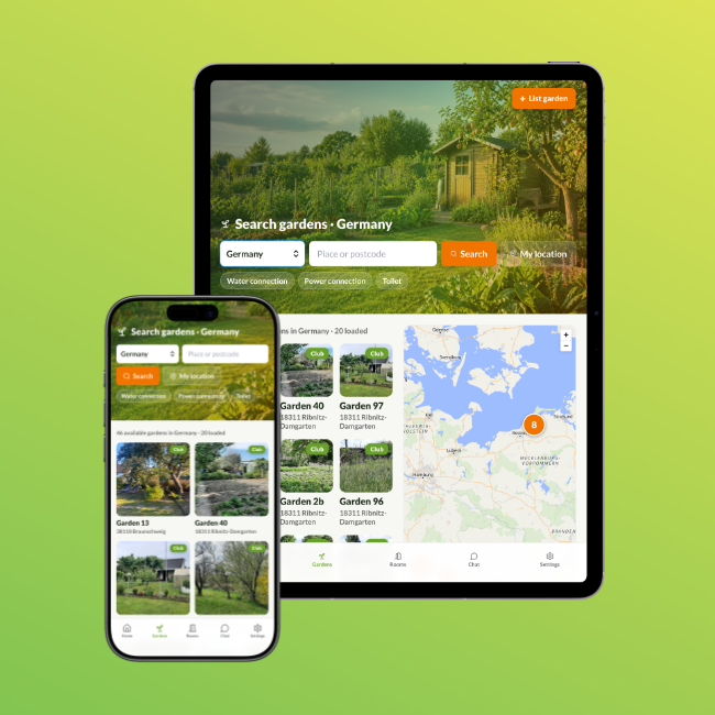 HaveFinder app: search gardens on smartphone and tablet